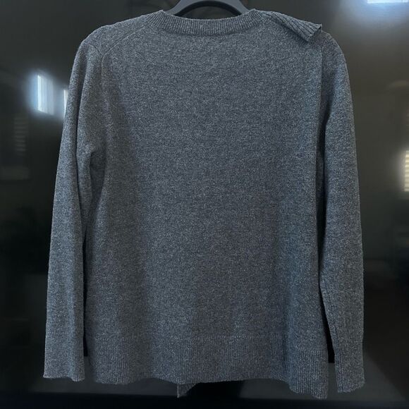 J. Crew Womens Small Gray Cashmere Ruffle Asymmetrical Sweater Jumper - Picture 7 of 7